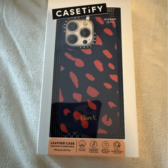 Clare V Other - Clare V X casetify navy and poppy jag iPhone 15 Pro Case NWT